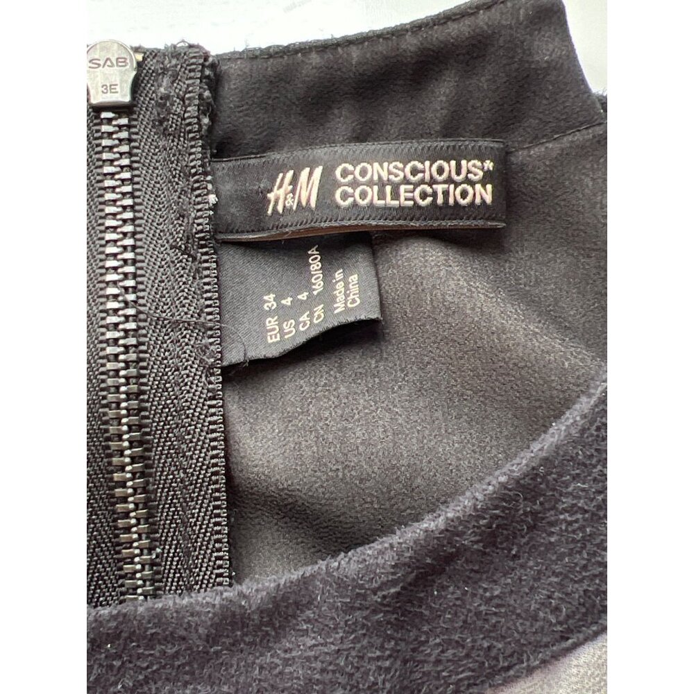 H&M Conscious Collection Dress Womens 4 Black & Gray Fit & Flare Sleeveless - Picture 3 of 6